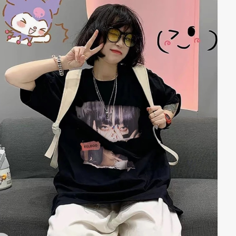 KCLOT- Korean Fashion T-shirt Japanese Anime Cartoon Harajuku T-shirt Female XL